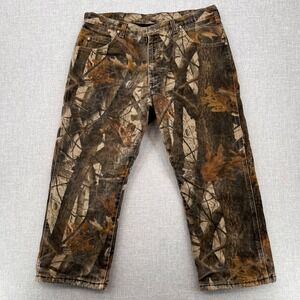VTG Y2K Wrangler Pro Gear Camo Pants 36x25 Men Brown Fleece Lined Hunting Ranch